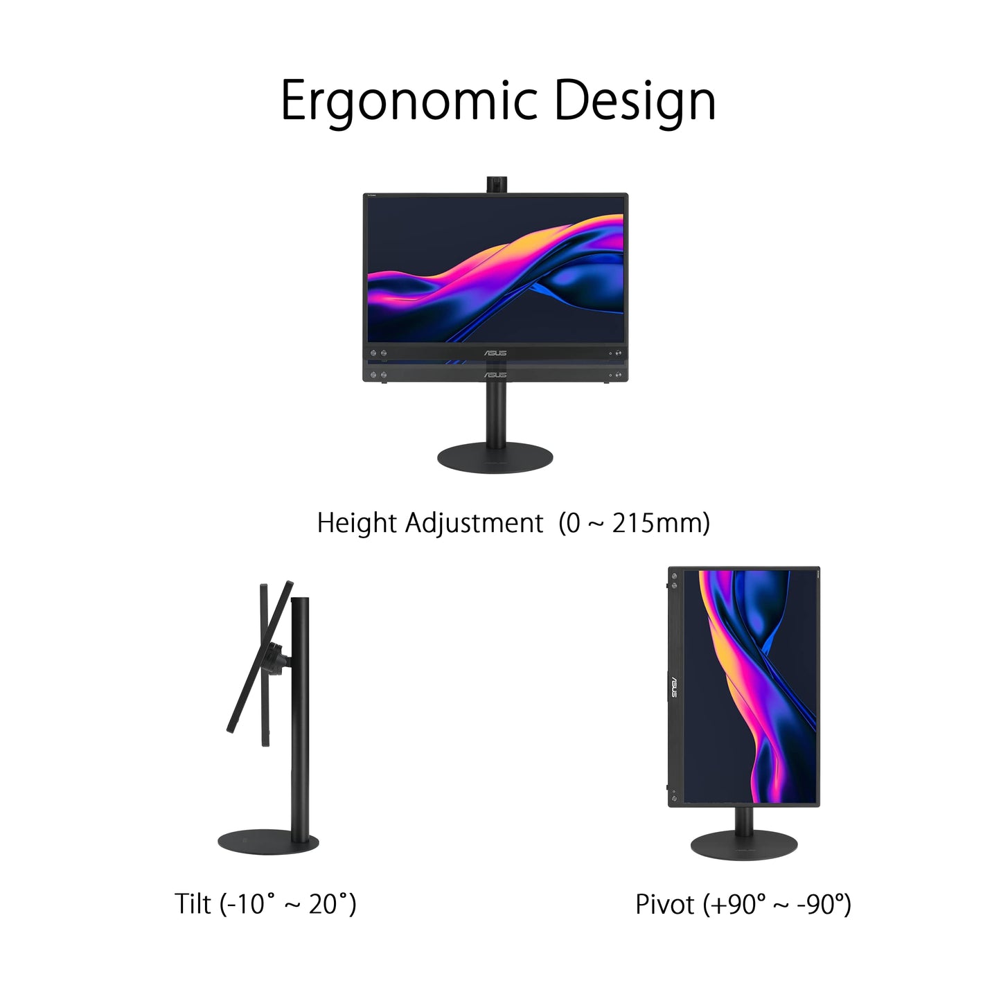 ASUS ZenScreen Stand MTS02D - Ergonomic Stand for Portable Monitors, Tilt, Pivot, Height adjustments, 1/4” Tripod Socket Compatible, Work from Home