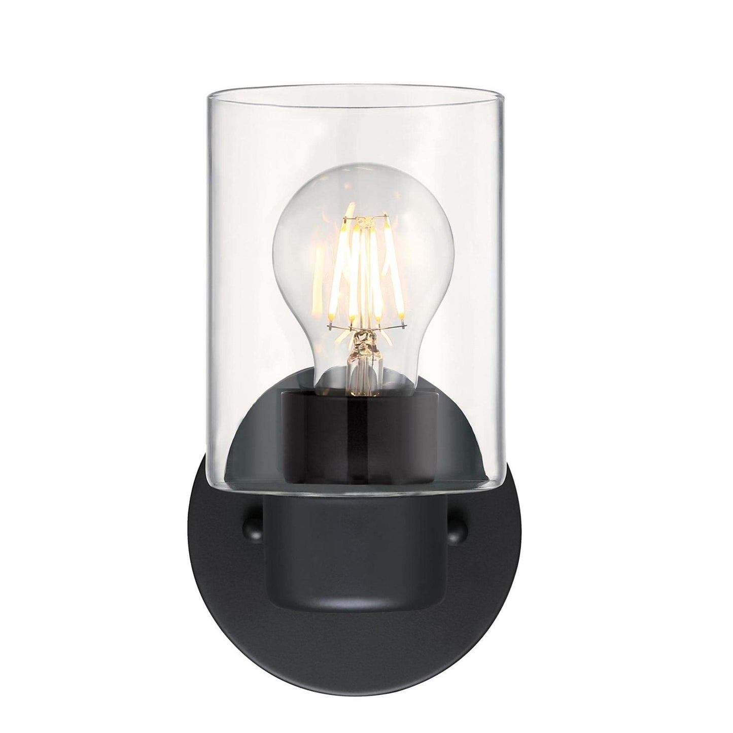 Westinghouse 6115500 Sylvestre Transitional One-Light Indoor Wall Light Fixture, Matte Black Finish, Clear Glass