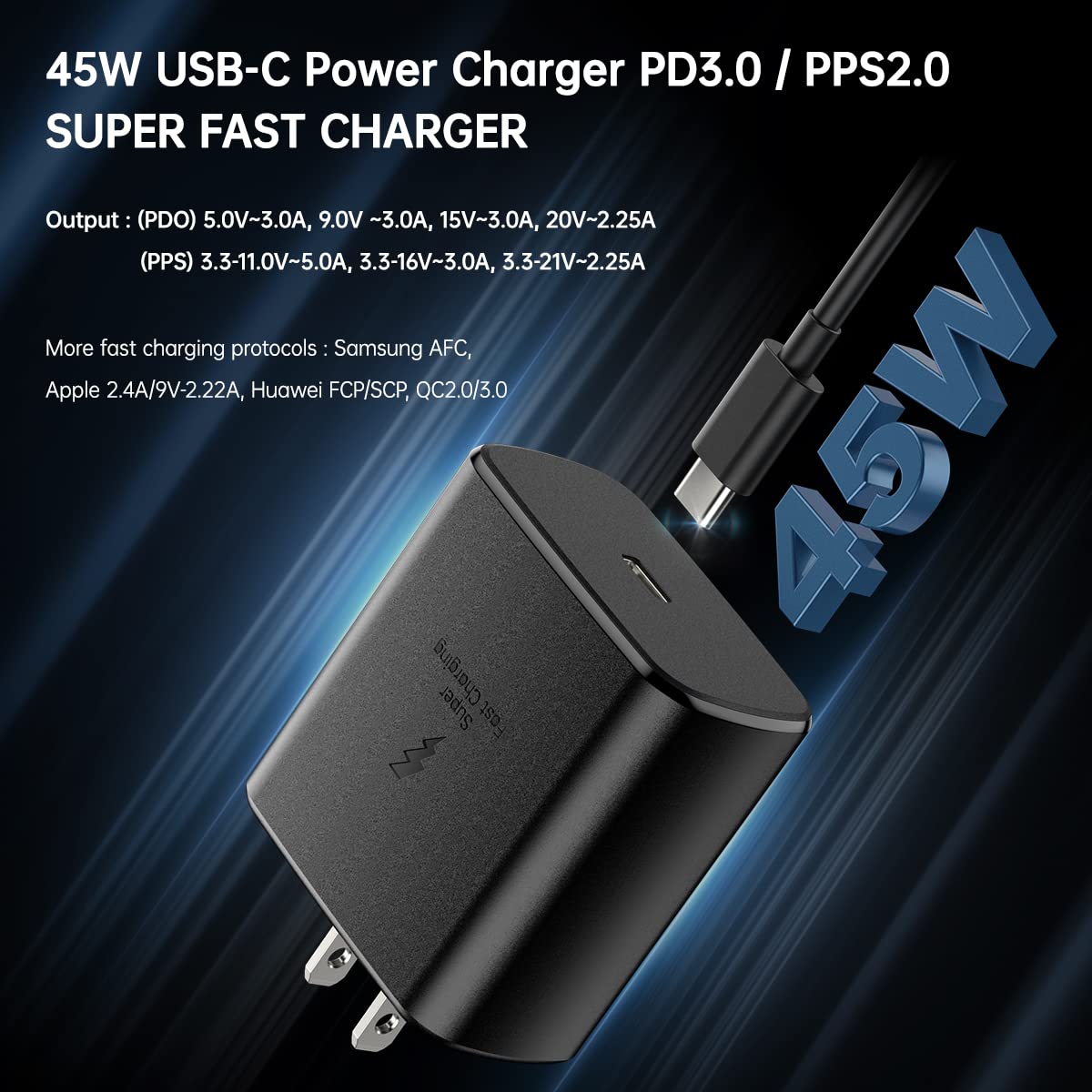 45W Super Fast Charger USB Type C Combo Kit Wall/Car Charger PD PPS for Samsung Galaxy S26 S25 S24 S23 S22 Ultra Plus S21 A25 A15 A53 A52 5G iPhone 17