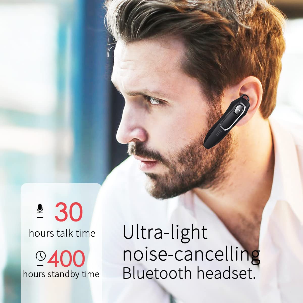 Micool Trucker Bluetooth Headset, Noise Cancelling, 30H Talking Time, Hands Free Bluetooth Earpiece for Cell Phons