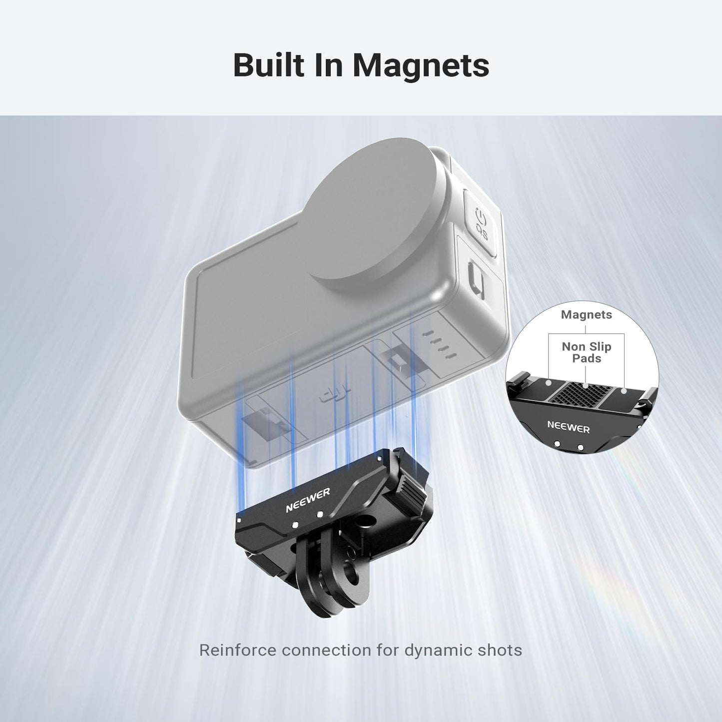 NEEWER Magnetic Quick Release Mount Compatible with DJI Osmo Action 6 Only, with Universal Action Camera Adapter & 1/4" Thread for Accessories, AC071