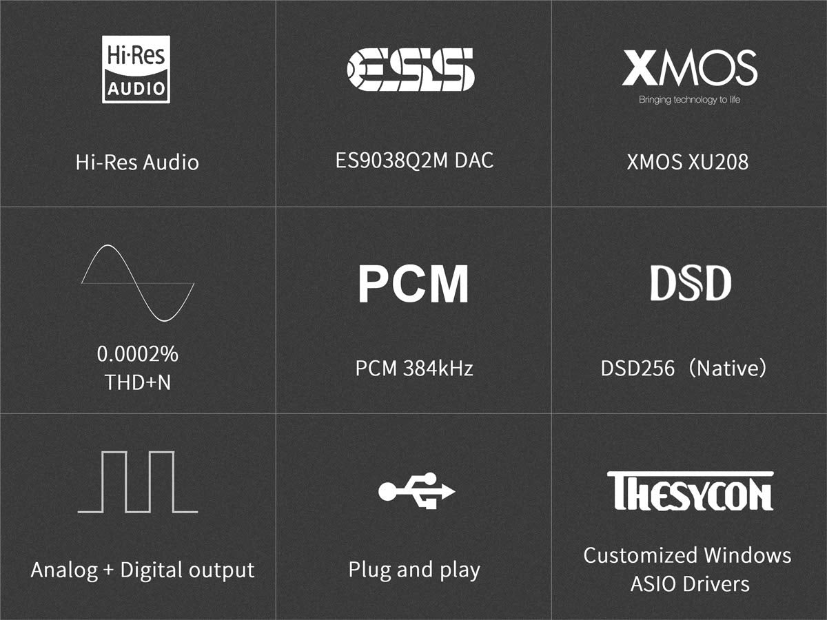 TOPPING D10s DAC MINI USB DAC XMOS XU208 ES9038Q2M DSD256 PCM 384kHz Hi-Res Audio Desktop Audio Decoder (Silver)