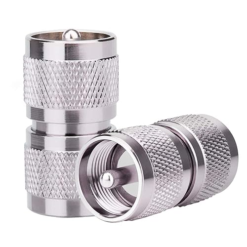 MOOKEERF 2PCS UHF PL259 Male to Male Adapter Low Loss UHF PL-259 Connector