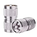 MOOKEERF 2PCS UHF PL259 Male to Male Adapter Low Loss UHF PL-259 Connector