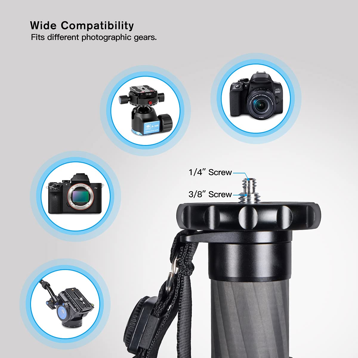SIRUI Camera Monopod P-326 6 Section Carbon Fiber Compact Lightweight Travel Monopod