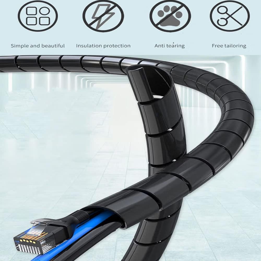 Spiral Cable Wrap Sleeve 1"(25mm) x 5 Ft Cord Organizer for Computer Wires, Electrical Cables, Home and Office Desk Management