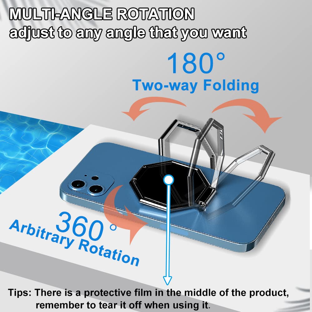 CLZWiiN Cellphone Ring Holder Finger Kickstand, Foldable 360° Rotation Cell Phone Stand for Desk, Magnetic Car Mount, Metal Multi-Angle for Phone Back