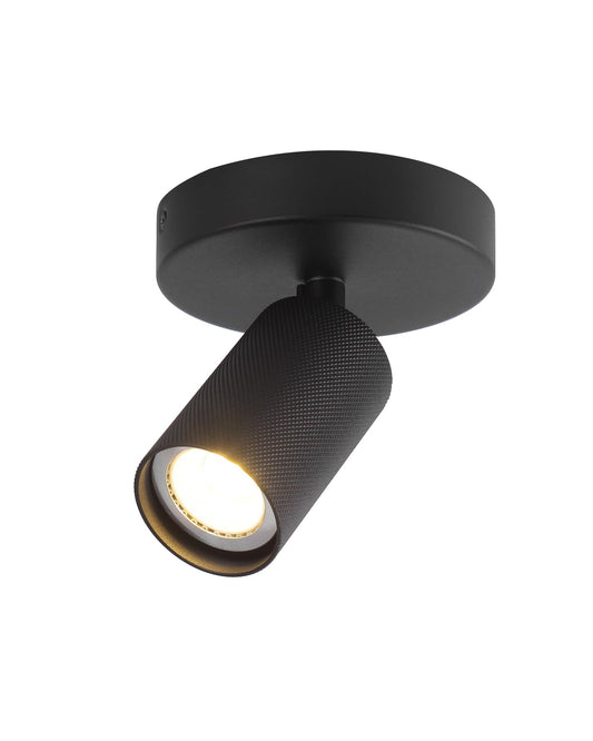 NatureLamp Black Ceiling Spotlight Indoor Adjustable 1-Light Track Lighting with Flexibly Rotatable Light Head for Bedroom, Kitchen, GU10 Bulb not