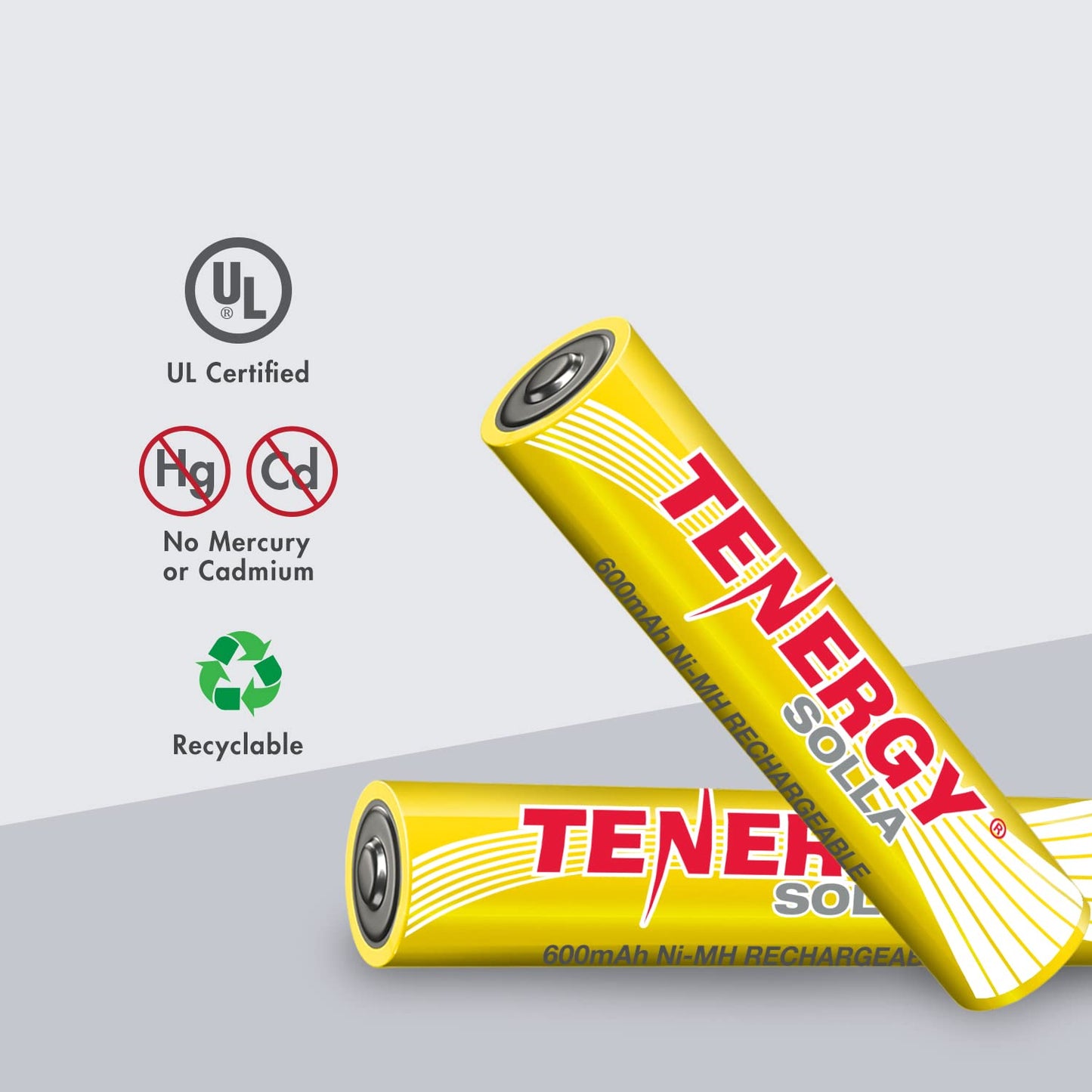 Tenergy Solla AAA Rechargeable NiMH Battery, 600mAh Solar Batteries for Outdoor Solar Lights, Patio Lights, Anti-Leak, 5+ Years Performance, 12 Pack…