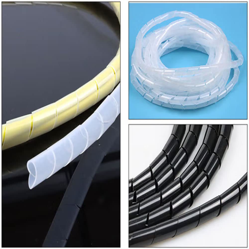 Spiral Cable Wrap - 20 Ft Cable Management Sleeve Organizer for Computer, Power, Audio & Video Cords (1/2 Inch-20Ft, Black)