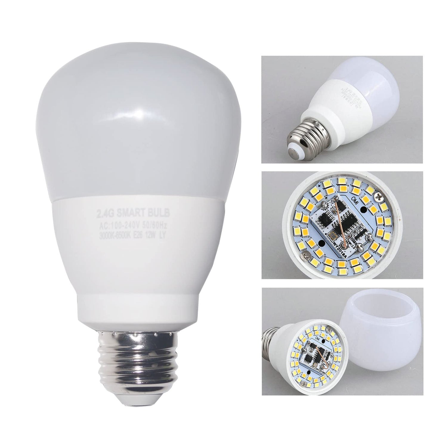 Fjyikj 12W E26 Smart LED Light Bulbs Dimmable with 2.4GHz Wireless 3-Zone Remote Control - Adjustable Color Temperature (Warm/Cool) and Brightness 2
