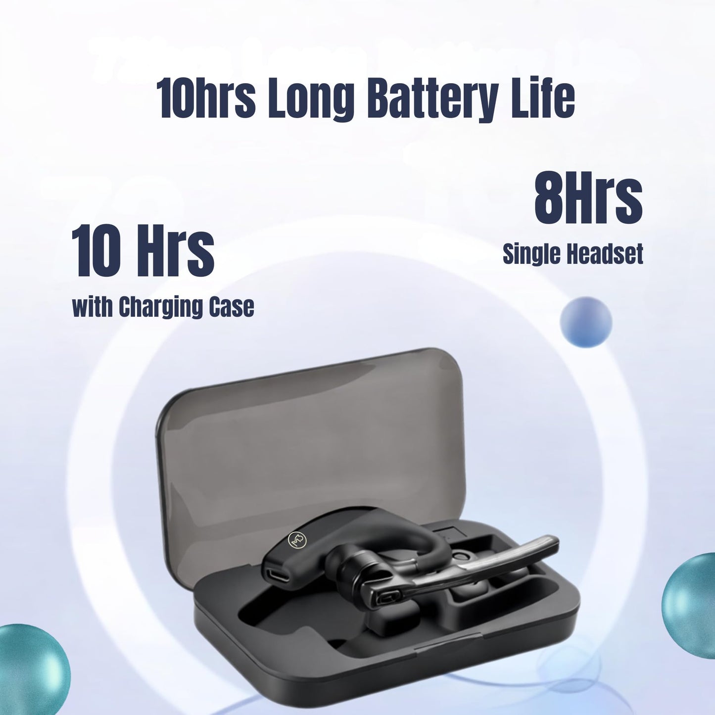 Bluetooth Headset with Mic - MAYHEY Wireless Mono Ear Bluetooth Headset, Noise Cancelling Mic, 10H Talk Time, Bluetooth 5.0, Adjustable Mic