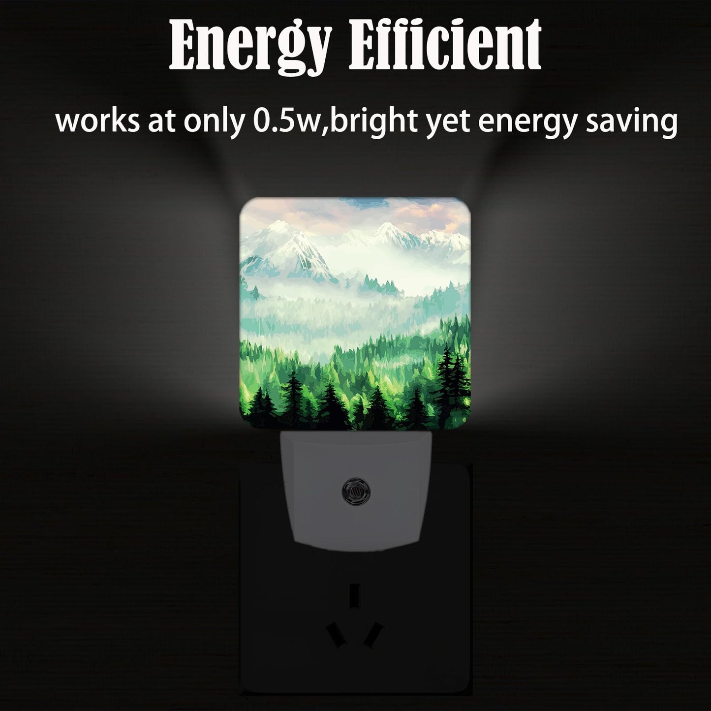 FSHVQKD Mountain Forest Landscape Painting Night Light,Plug Into Wall Decor for Stairway,Hallway,Kitchen,Dusk to Dawn Sensor Nightlights