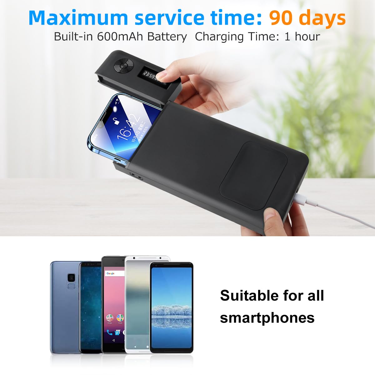 Phone Lock Box with Timer,Phone Lock Box,90 Days of Continuous Use,Quiet Mode,2 Charging Ports,Excessive Games,Mobile Phone Addiction
