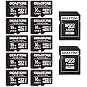 GIGASTONE 16GB Micro SD Card 10-Pack, FHD Video, Surveillance Security Cam Action Camera Drone, 85MB/s Micro SDHC UHS-I U1 Class 10, with Adapters