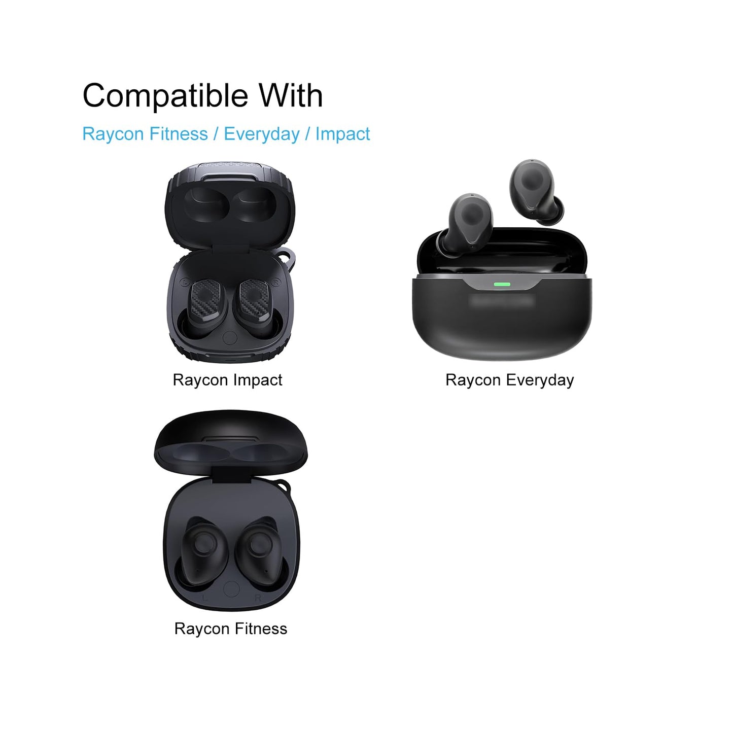 Replacement Ear Tips for Raycon Everyday/Fitness/Impact Earbuds, Soft Silicone Eartips 12 Pairs (S/M/L) Black