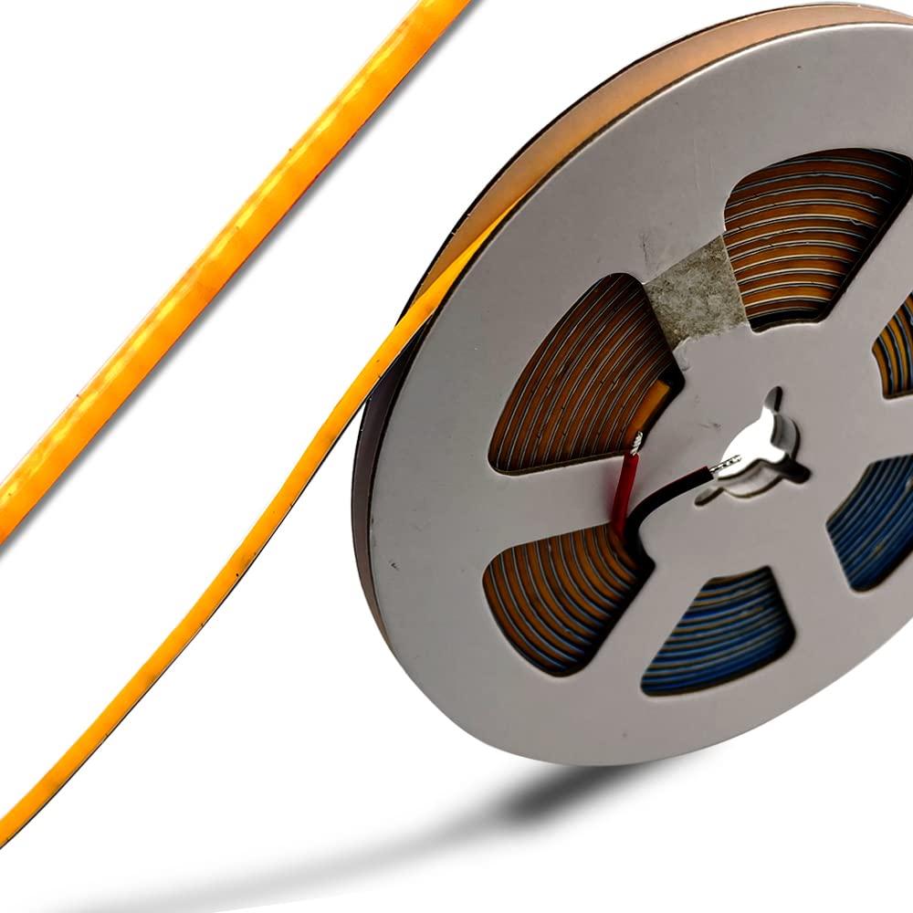 New DC 12V/24V 3MM Thin PCB Premium High Brightness COB LED Strip Flexible High Density Chips CRI 90+ UHB Warm Natural White Light 5M (DC 12V, Warm