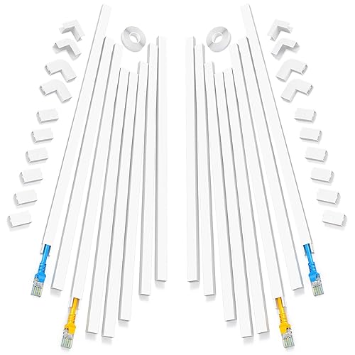 250in Cord Hider, One-Line Cable Hider, Yecaye Small Cord Covers for Wires on Wall System, Cable Raceway Kit for Max 2 Cords, Wire Hiders for Tv on