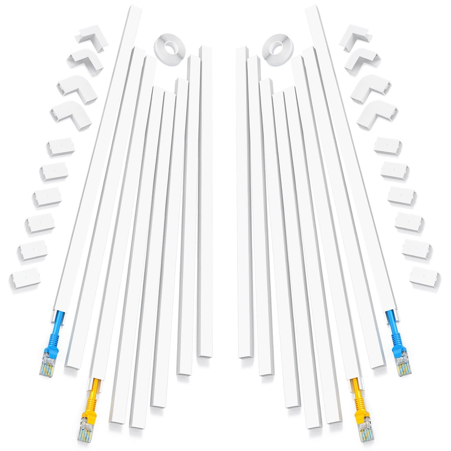 250in Cord Hider, One-Line Cable Hider, Yecaye Small Cord Covers for Wires on Wall System, Cable Raceway Kit for Max 2 Cords, Wire Hiders for Tv on