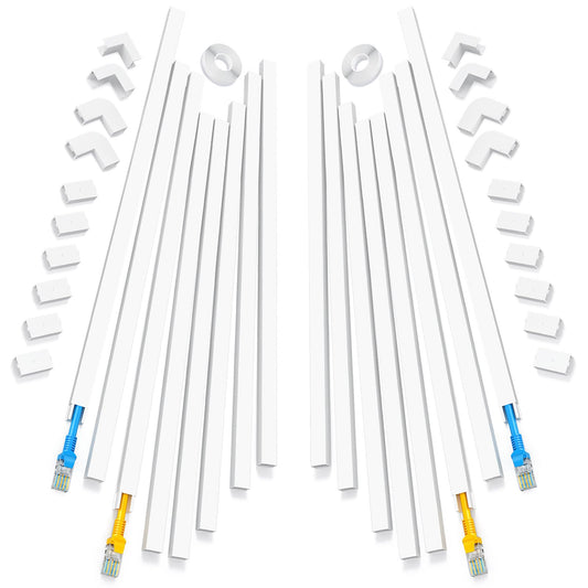 250in Cord Hider, One-Line Cable Hider, Yecaye Small Cord Covers for Wires on Wall System, Cable Raceway Kit for Max 2 Cords, Wire Hiders for Tv on