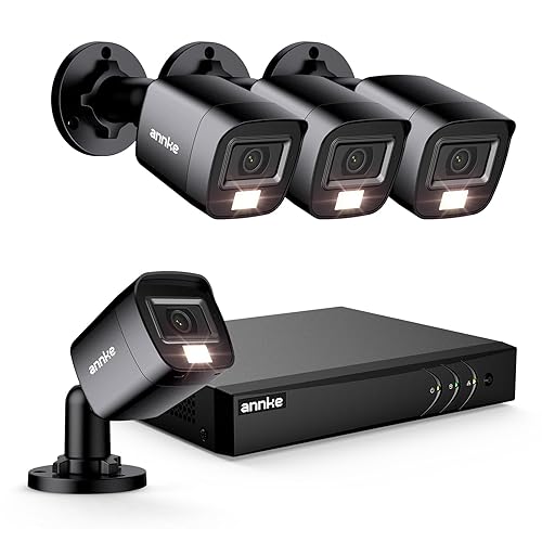 ANNKE 8CH Wired Outdoor Security Camera System with AI Human/Vehicle Detection, 5MP Lite H.265+ CCTV DVR Recorder and 4 x 1080P Surveillance Cameras
