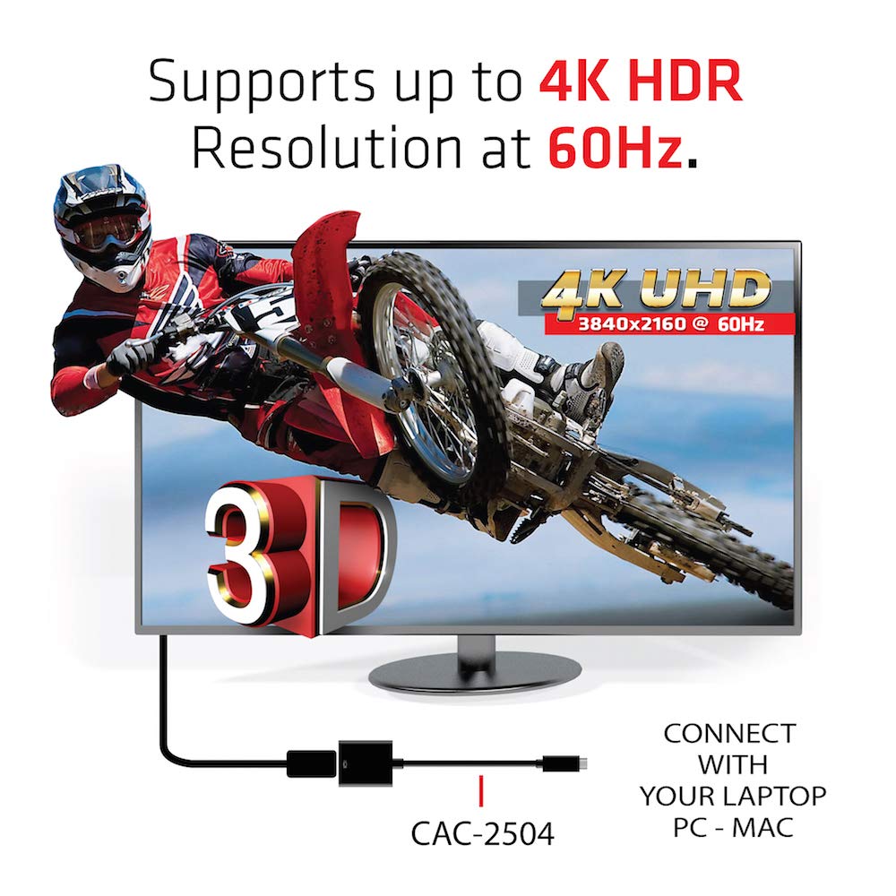 Club 3D CAC-2504 USB 3.1 Type C to HDMI 2.0 UHD 4K 60Hz HDR Active Adapter M/F