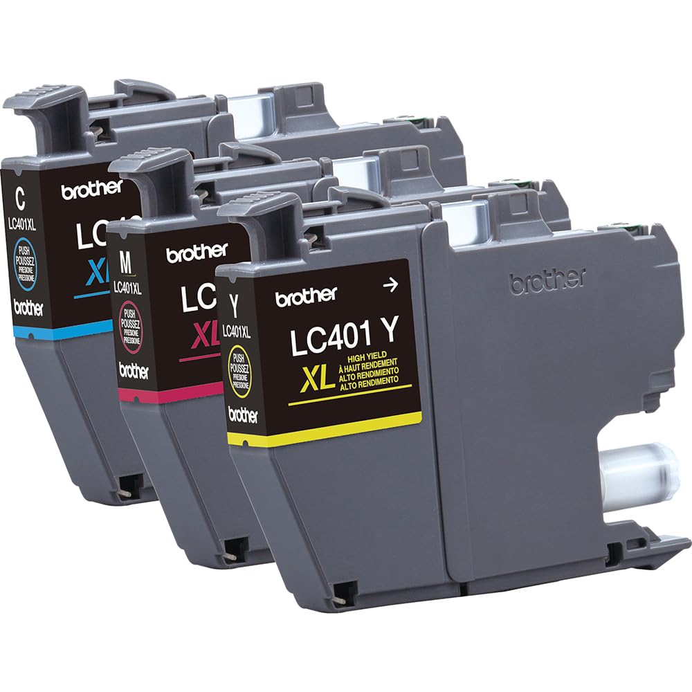 Brother Genuine LC401XL 5-Pack (2 Black Cyan Magenta Yellow) High Yield Ink Cartridges Bundle with Deco Essentials Printer eBook for MFC-J1010DW