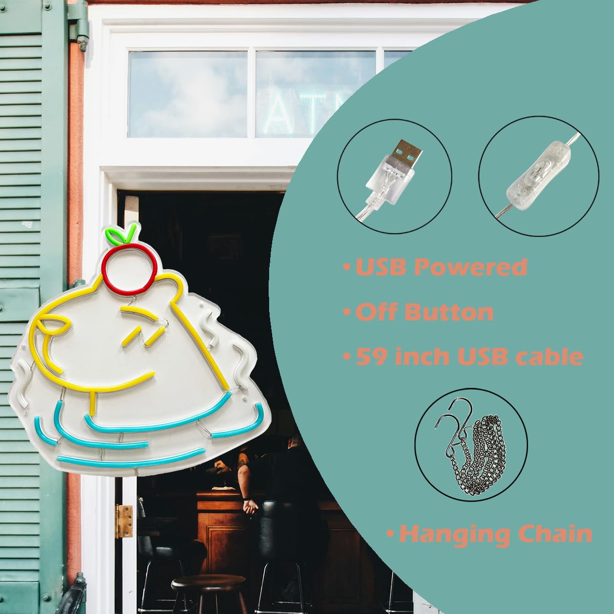 Capybara Neon Sign Super Bright Acrylic Dimmable Cute Capybara Neon Light for Window Store Display Beer Bar Nightclub Grand Opening Gift