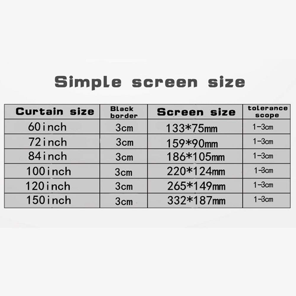 Projector Screen, White Projector Screen, 16:9 No Crease Home Theater Foldable Projection Screen 60"|72"|84"|100"|120"|150"