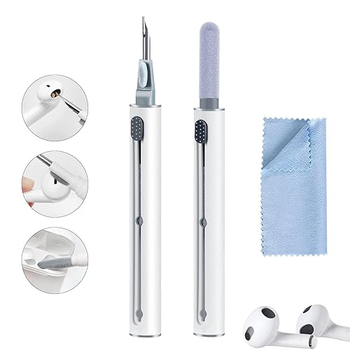 Airpod Cleaner Kit, Earbud Cleaning Kit for Airpods Pro 1 2 3,Multi-Function Cleaning Pen with Soft Brush Flocking Sponge, Suitable for Bluetooth