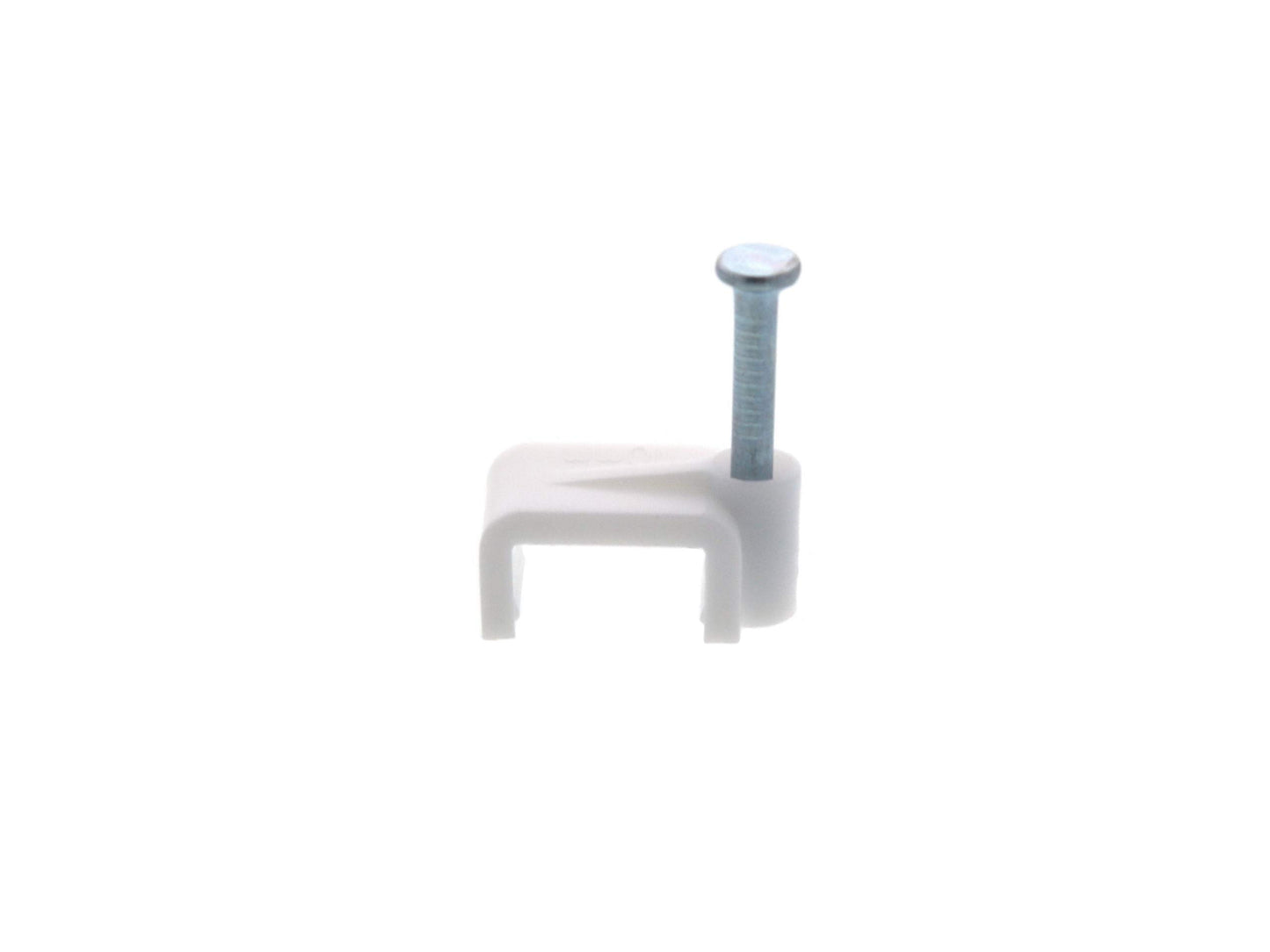 Secure 10mm White Flat Nail Cable Clip for Coax, Ethernet, and Telephone Cable Management - 100 Pack