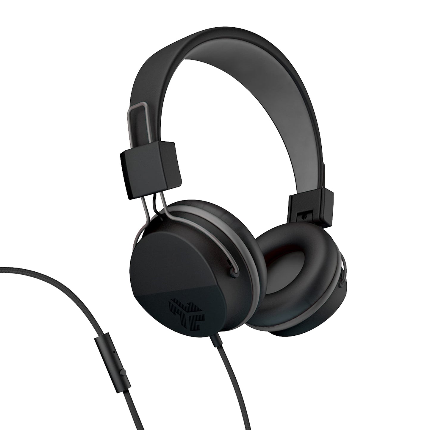JLab Neon Folding On-Ear Headphones, Black, Wired Headphones, Tangle Free Cord, Noise Isolation, 40mm Neodymium Drivers, C3 Sound (Crystal Clear