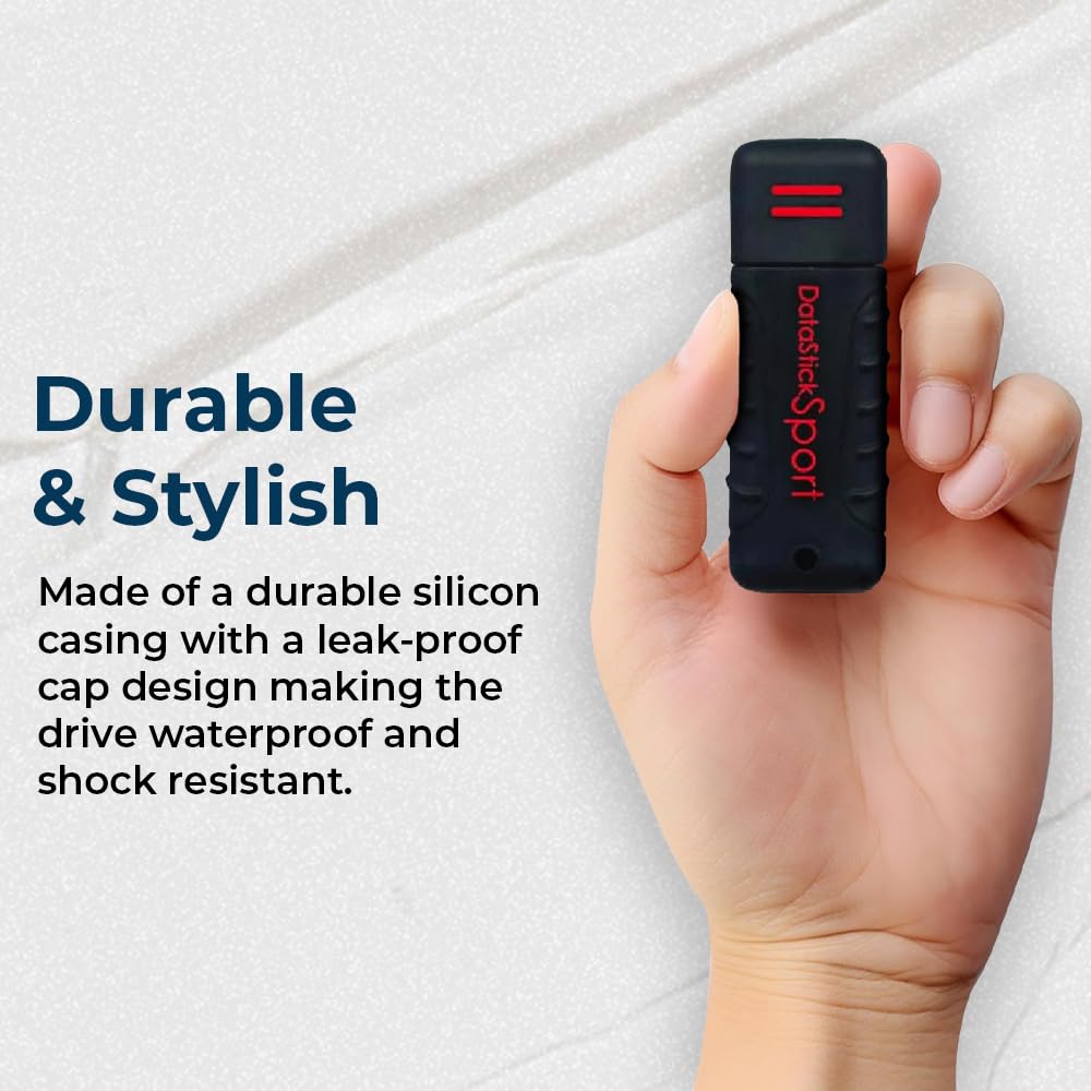 Water Resistant 16GB DataStick Sport by Centon, 5 Pack, USB 2.0 Flash Drive Memory Stick for Storage and Backup