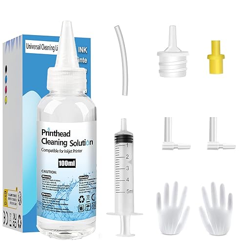 Printhead Cleaning Kit Inkjet Printers, Printer Cleaner Kit for HP, Inkjet Printer Head Cleaning Solution for Brother Print Head Liquid Nozzles