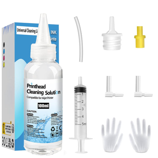 Printhead Cleaning Kit Inkjet Printers, Printer Cleaner Kit for HP, Inkjet Printer Head Cleaning Solution for Brother Print Head Liquid Nozzles