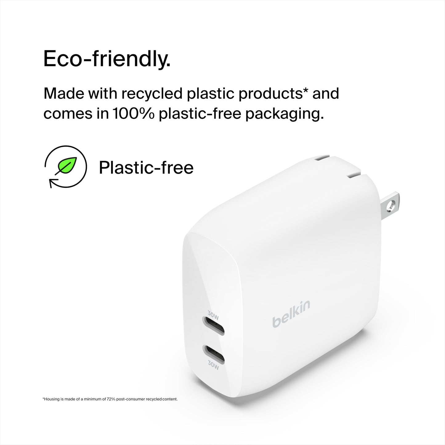 Belkin Dual USB C Charger Block 60W w/PPS Super Fast Charging - Samsung Galaxy S25, Apple iPhone 17, Air, Pro, Pro Max, iPad, AirPods, Apple Watch