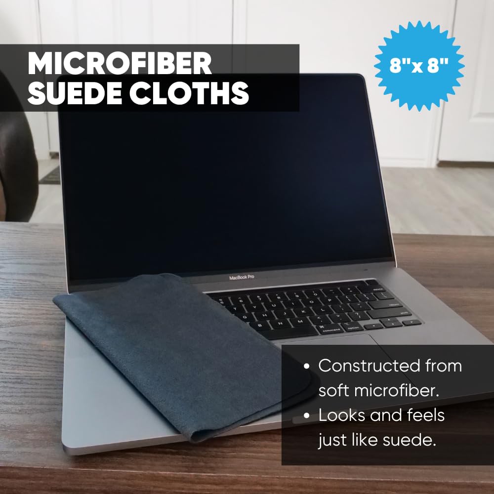 Premium Lens Screen Cleaning Cloth by Microfiber Wholesale | Black | 8”x8” | 10pk | Soft Microfiber Suede | Compact Size Reusable | No Lint