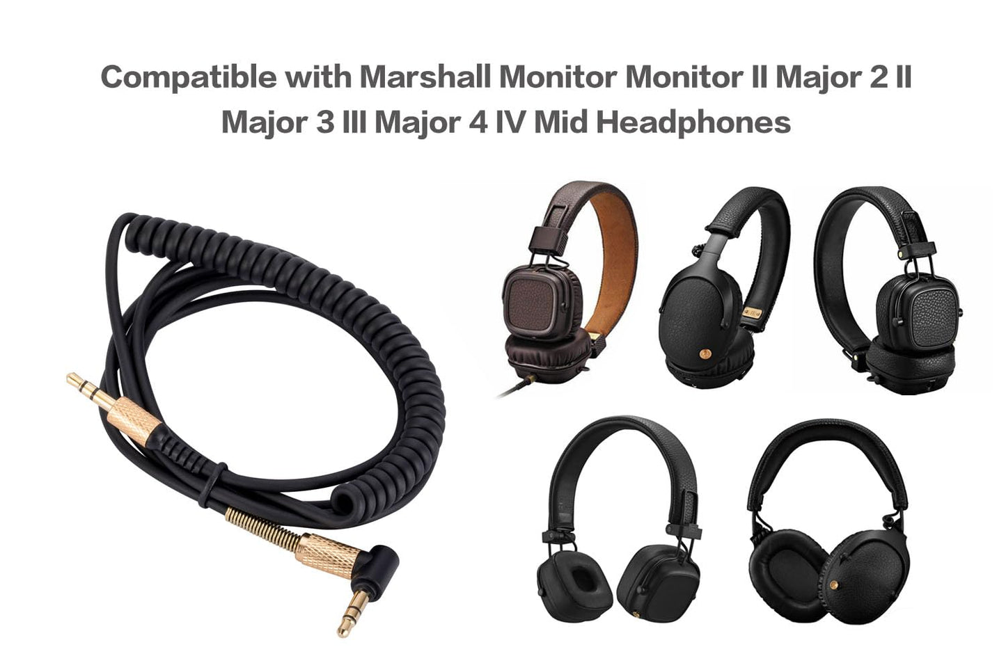 UNCLE LIGHT Replacement Audio Cable for Marshall Headphones, Compatible with Monitor Major 2 II Major 3 III Major 4 IV Mid Headphones 3.5mm Male…
