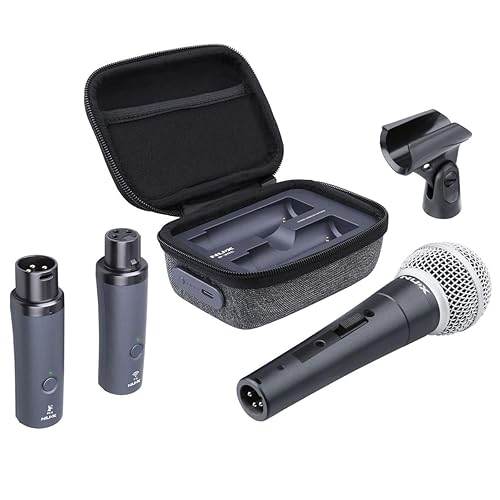 NUX B-3RC 2.4GHz Microphone Wireless System with Charging Case, Microphone Bundle, 24-bit/44.1kHz, Long Distance Transmission, Ultra-Low Latency, Long