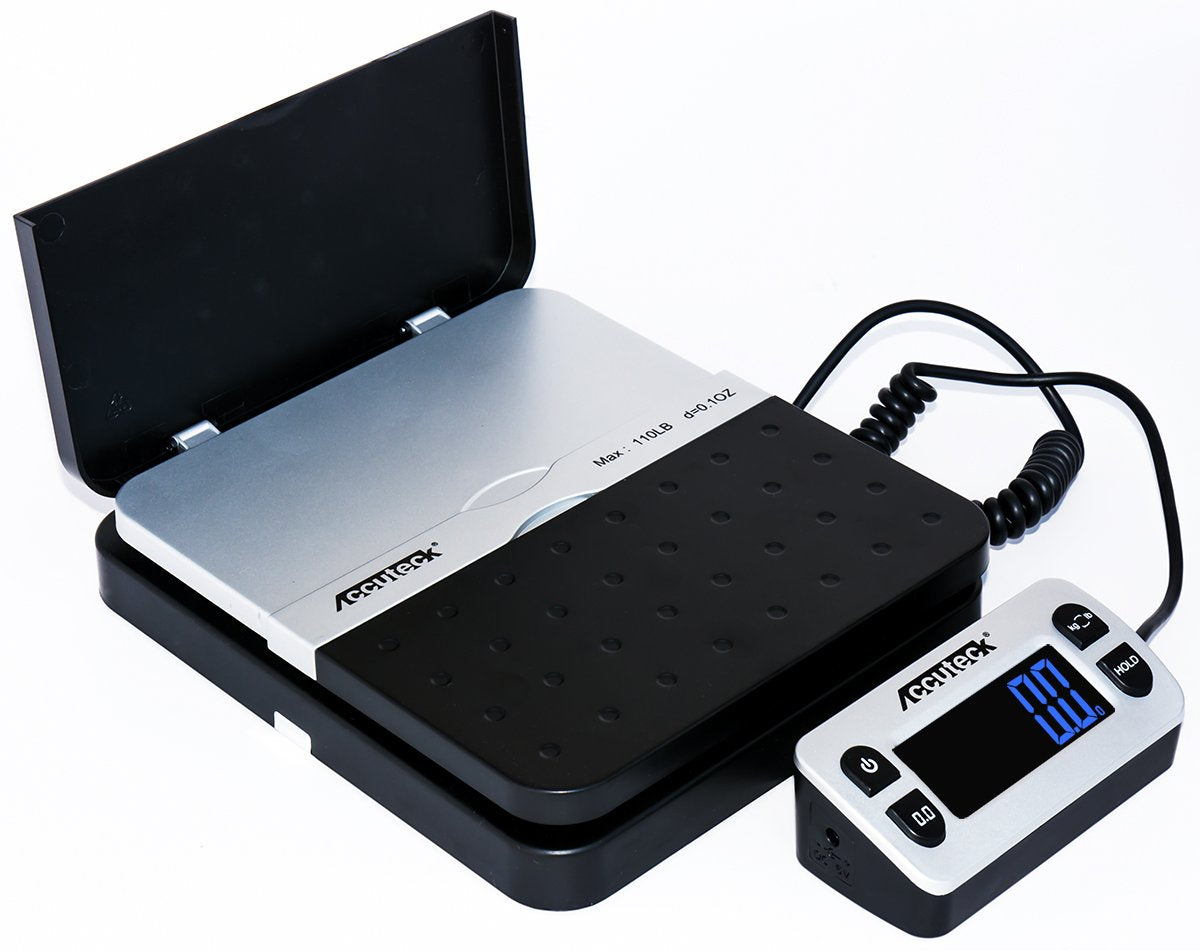 ACCUTECK 8580 High Capacity 110 Lbs High Accuracy 0.1OZ Digital Postal Scale with Remote Display, Batteries and USB Cable and AC Adapter Included
