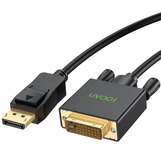 UVOOI DisplayPort to DVI Cable 6.6 Feet, Display Port (DP) to DVI-D Male to Male Cable Adapter Compatible with PC, Laptop, HDTV, Projector, Monitor