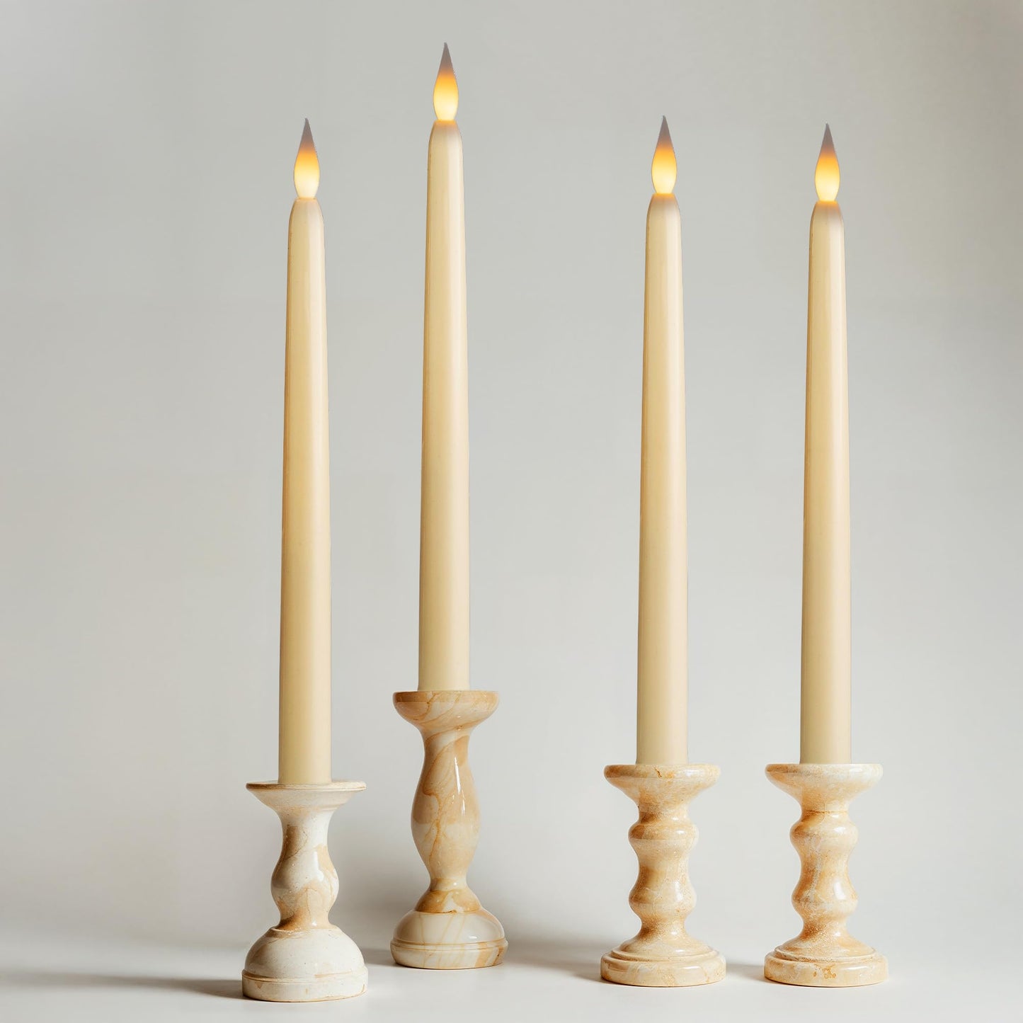 WYZworks 12 Pack, 11" Ivory Flameless LED Taper Flickering Candles Lights, Bottom On/Off Button (no Remote), Battery Operated Electric Long Tall