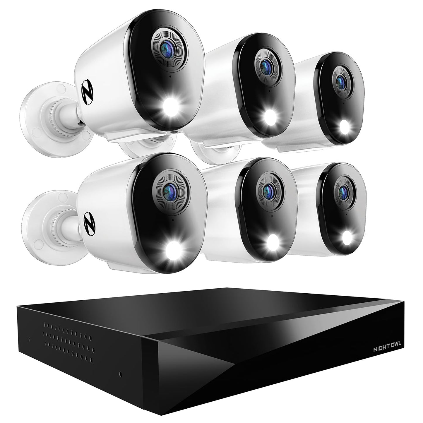 Night Owl 2-Way Audio 12 Channel DVR Video Home Security Camera System with (6) Wired 2K HD Indoor/Outdoor Deterrence Cameras and 2TB Hard Drive (Add
