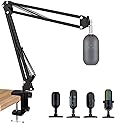 Razer Seiren X Mic Boom Arm with Foam Windscreen, Suspension Boom Scissor Arm Stand with Pop Filter Cover for Razer Seiren X USB Streaming Microphone