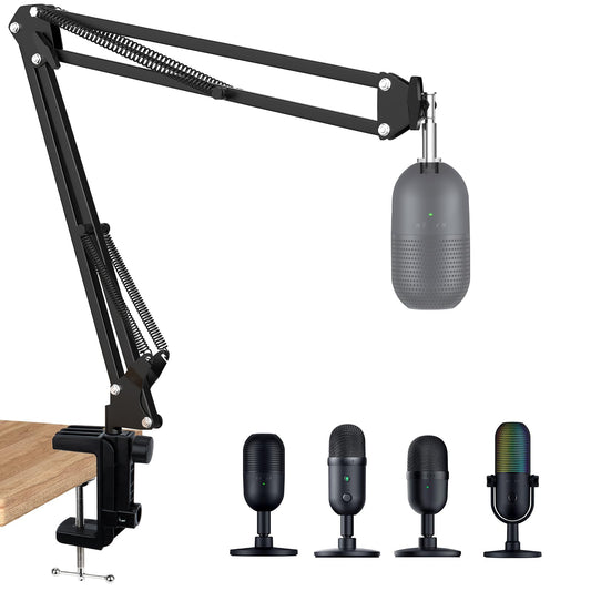 Razer Seiren X Mic Boom Arm with Foam Windscreen, Suspension Boom Scissor Arm Stand with Pop Filter Cover for Razer Seiren X USB Streaming Microphone