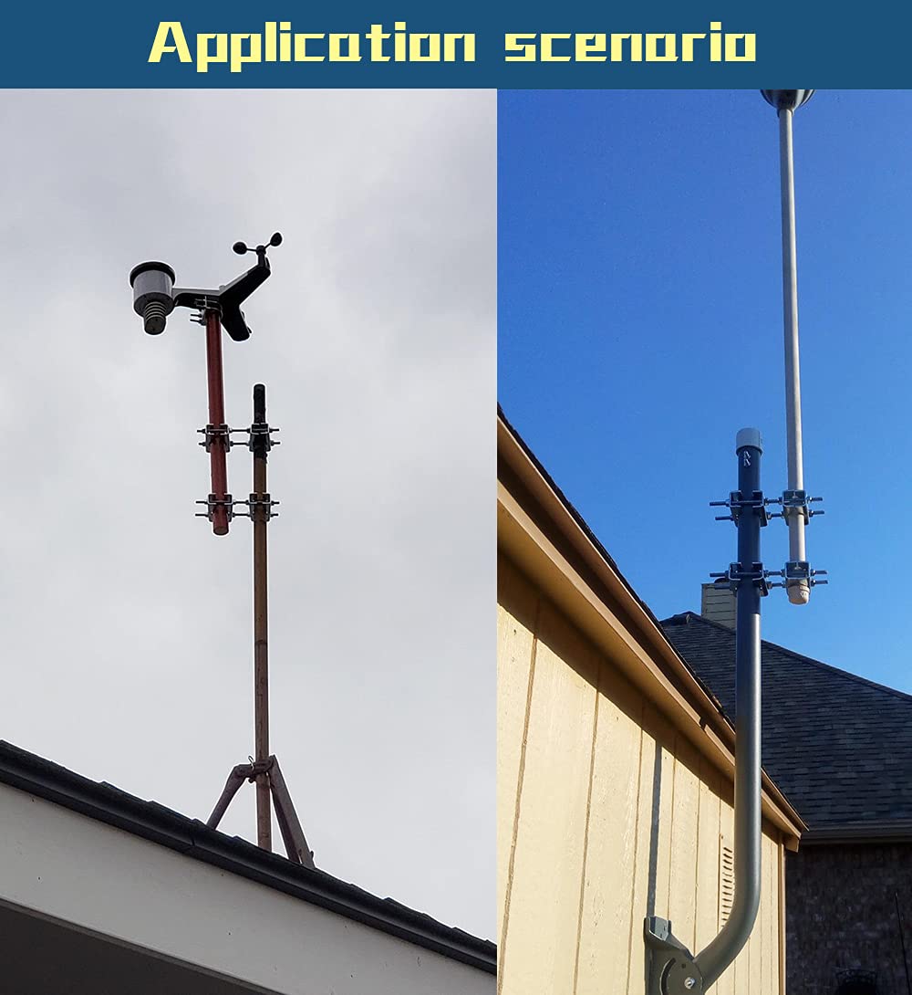 Star Dream Mast Connector,Double Antenna Mast Clamp Jaw Block with Bolts Anti-Rust Finished for TV Ham Antenna Weather Station Double Pipe-Mounting