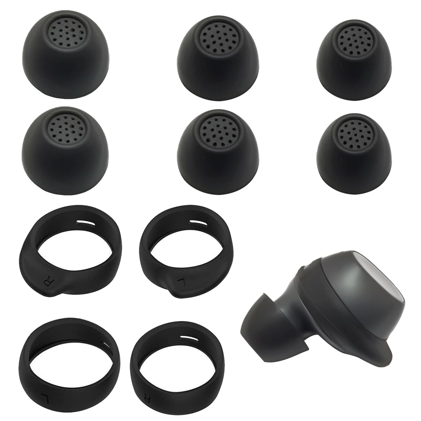 Ear Hooks & Ear Tips for Samsung Galaxy Buds FE - 5-Pair Replacement Earbuds Tips & Accessories (3 Tips L/M/S + 2 Hooks), Case-Compatible Secure Fit…