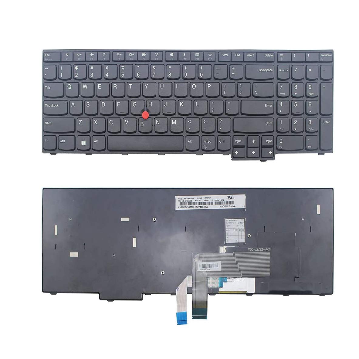 Genuine New Replacement for Lenovo ThinkPad E570 E575 Laptop Keyboard US TP00084A 01AX200 SN5357 PK1311P3A00 Parts