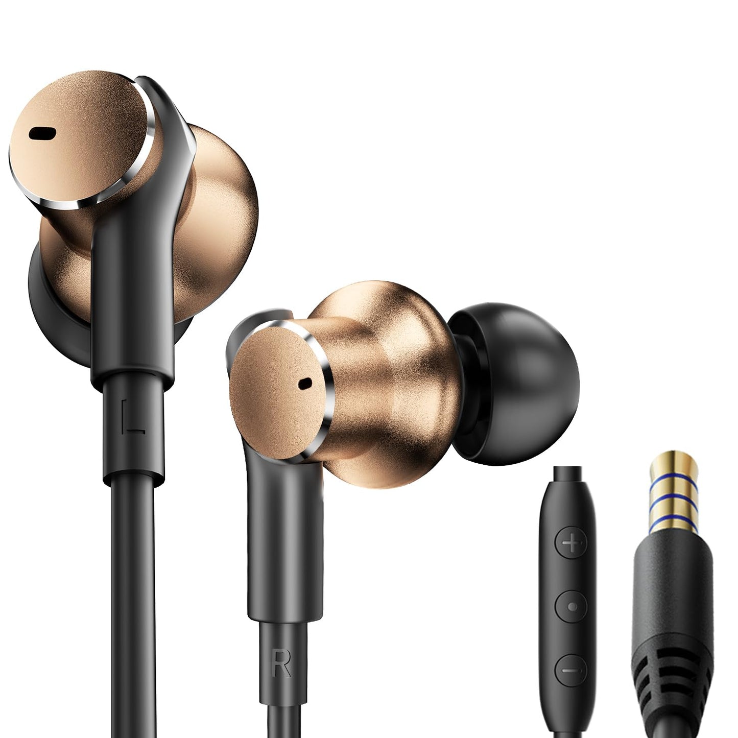 Wired Earphones Rich Bass Noise Canceling & phone Calls (1DD+1BA) Dual-Driver In-Ear Headphones Immersive Deep Bass Boost Wired Earbuds with Call