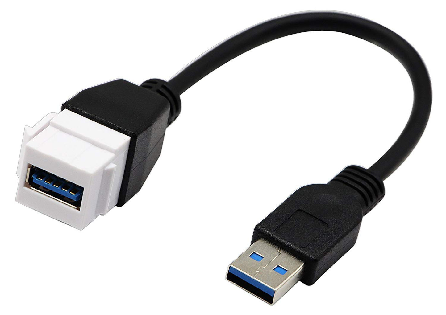 Halokny USB 3.0 Keystone Jack Inserts Cable, Haokiang USB 3.0 A Female to USB A 3.0 Male Keystone Insert Wall Plate Outlet Panel Adapters Connector